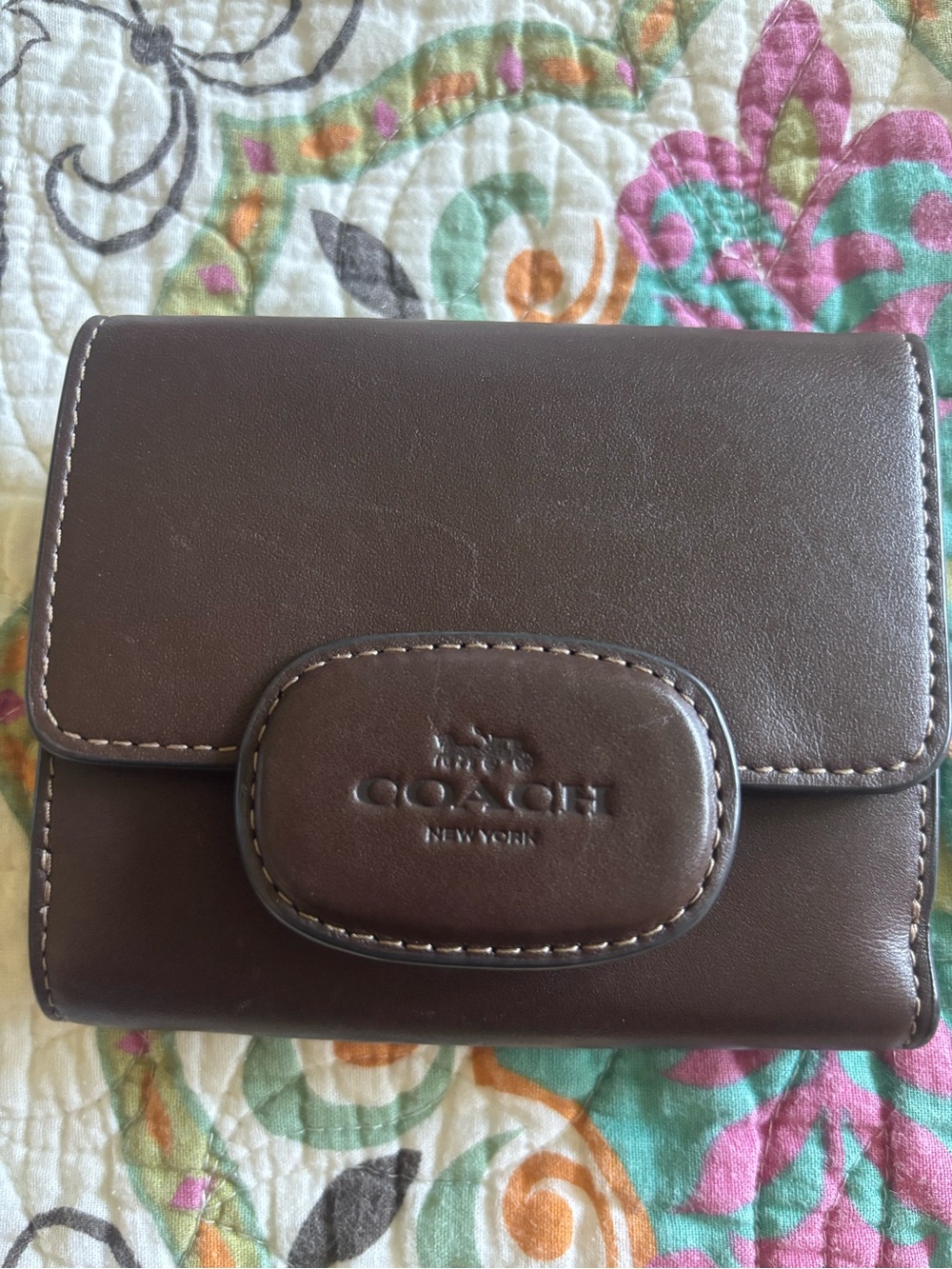 COACH - Eliza Dark Brown Leather Small Wallet